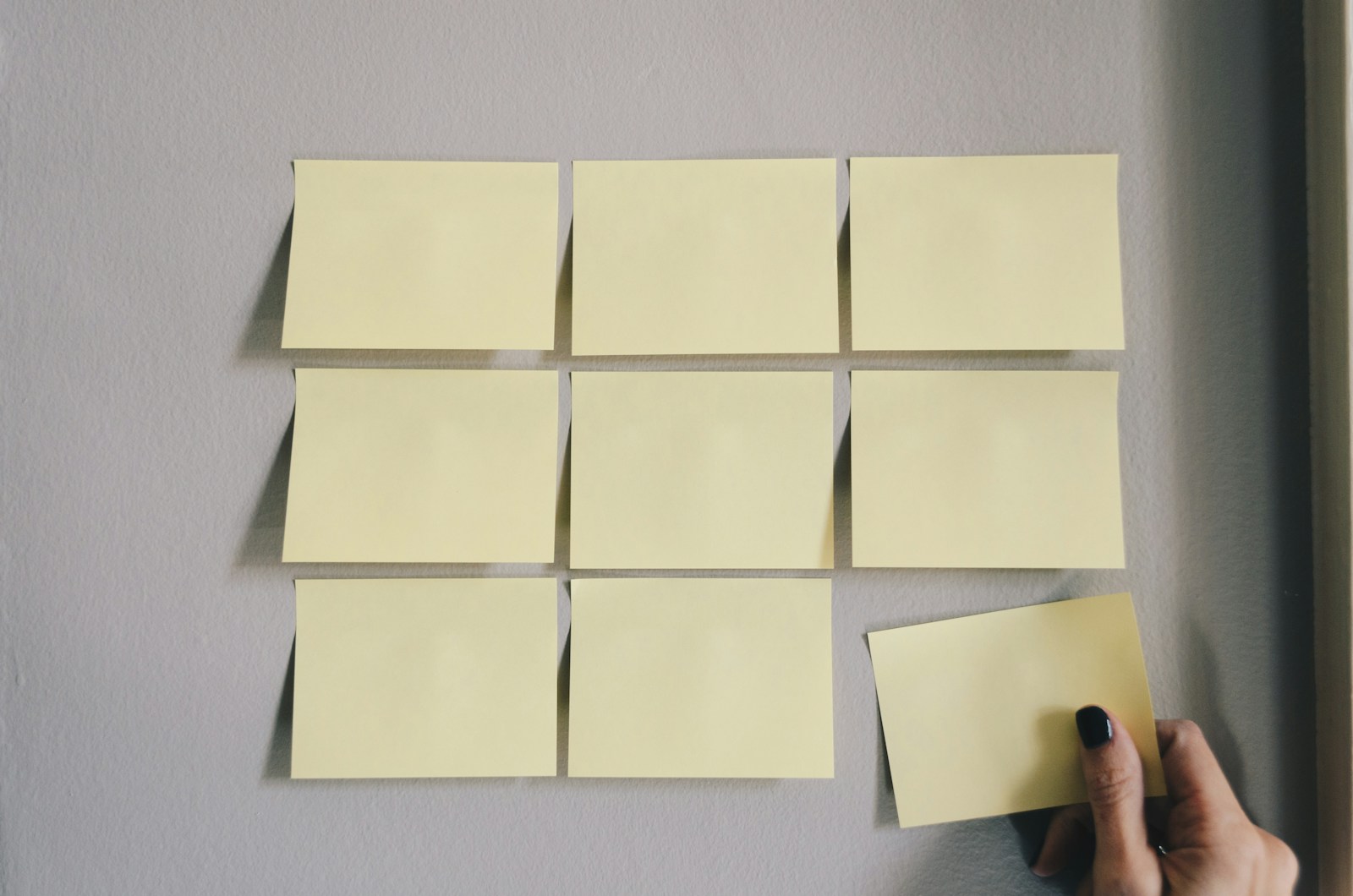 Post-its used to plan a project