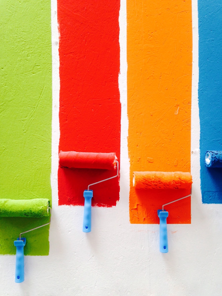 Paint rollers and bright colours